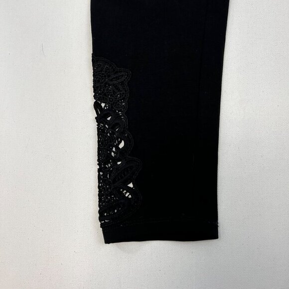 Tribal Women’s Mid Rise Cropped Ankle Lace Leggings Black Size Medium - Picture 5 of 9